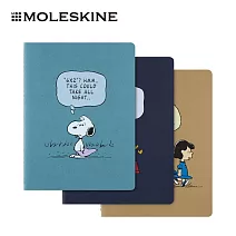 MOLESKINE 史努比限量軟面輕便筆記本套裝/XL型/3本/橫間