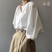【衣途】韓版簡約寬鬆設計感襯衫(KDTY-B826) L 白色
