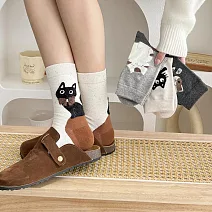 【AnZa】Q版卡通小貓休閒短襪中筒襪(4入組) 圖片色