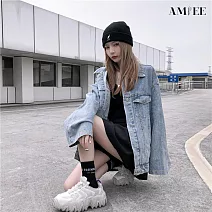 【AMIEE】韓版INS牛仔外套(KDCY-571) M 圖片色
