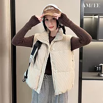 【AMIEE】純色寬鬆坎肩無袖背心(KDCQ-K06) M 白色