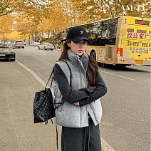 【AMIEE】加厚棉服外穿背心(KDCQ-559) M 灰色