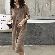 【衣途】顯瘦打底過膝毛衣裙(KDSQ-BJ45) FREE 咖色