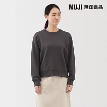 【MUJI 無印良品】女裏毛圓領衫 XL 墨灰