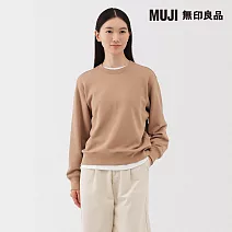 【MUJI 無印良品】女裏毛圓領衫 XL 米色