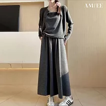 【AMIEE】氣質三件式裙子套裝(KDAQ-929) M 深灰色