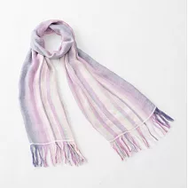 【日本ORIM今治毛巾】輕柔透氣紗 流蘇條紋 今治薄圍巾 ‧ 藤紫