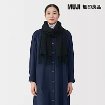 【MUJI 無印良品】蓬鬆羊毛圍巾 黑色