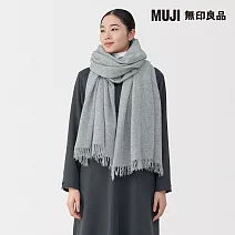 【MUJI 無印良品】蓬鬆羊毛大披肩(輕薄) 淺灰