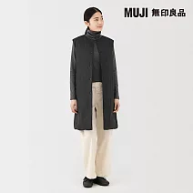 【MUJI 無印良品】女輕量羽絨可攜式無領長版背心 XL 黑色