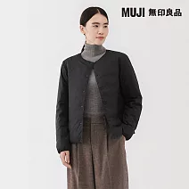 【MUJI 無印良品】女輕量羽絨可攜式無領外套 XL 黑色