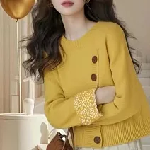 【MsMore】 小香風斜扣內搭針織衫毛衣# 126142 FREE 黃色