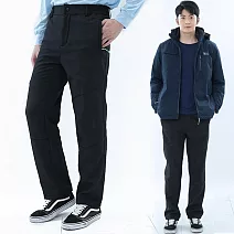 【遊遍天下】男款防水顯瘦防風保暖軟殼刷毛褲長褲雪褲(GP2015) S 黑色