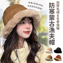 【EZlife】加厚毛絨護耳蒙古帽 卡其