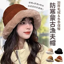 【EZlife】加厚毛絨護耳蒙古帽 紅磚色