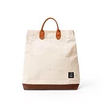 點子包【icleaxbag】簡約L號真皮帆布購物袋 側背包  米白色