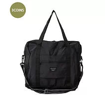 日本3COINS-<收納富翁>大容量可肩背手提兩用擴充型旅行摺疊收納袋 簡約黑