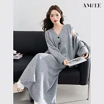 【AMIEE】針織半身裙三件套(KDAQ-480) FREE 淺灰色