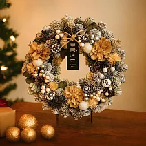 【日本Green House】Xmas聖誕 精美裝飾花圈(M) ‧ 冬日雪松