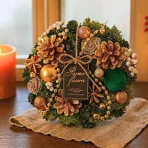 【日本Green House】Xmas聖誕 精美裝飾花圈(S) ‧ 香檳聖誕