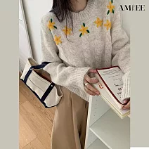 【AMIEE】寬鬆簡約甜美針織衫(KDTQ-663) FREE 米白色