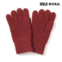 【MUJI 無印良品】兒童再生聚酯纖維混伸縮手套 FREE 紅色