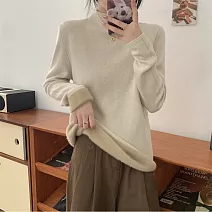 【MsMore】 韓版柔軟加厚內搭半高領針織毛衣# 126580 FREE 米白色