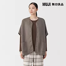 【MUJI 無印良品】女棉混刺縫斗篷 L-XL 摩卡棕