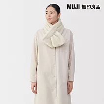 【MUJI 無印良品】再生聚酯纖維保暖絨毛圍巾 淺米