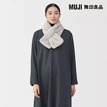 【MUJI 無印良品】再生聚酯纖維保暖絨毛圍巾 灰棕