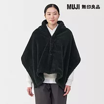 【MUJI 無印良品】再生聚酯纖維保暖絨毛披肩 黑色