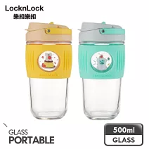 【樂扣樂扣】清新手提耐熱玻璃隨行杯 500ml/Dinotaeng呆萌町 /綠