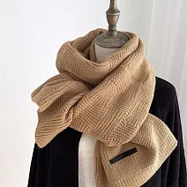 【唯蜜色】純色毛線針織護頸仿羊絨秋冬保暖加厚圍巾 卡其