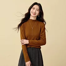 【MsMore】 仿羊絨內搭T恤保暖半高領上衣# 126737 M 橘色