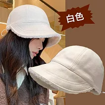 【唯蜜色】秋冬鴨舌加絨保暖可調節漁夫帽 米色