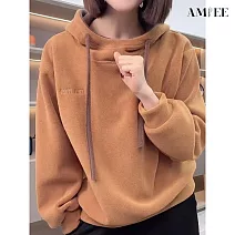 【AMIEE】顯瘦保暖連帽衛衣(KDTQ-542) M 南瓜黃