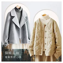 【初色】休閒質感保暖防寒長袖毛呢外套女外套-5款任選-16938(M-2XL可選) M A.香檳色