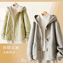 【初色】簡約保暖防寒長袖寬鬆毛呢外套女外套-8款任選-38660(M-2XL可選) M A.灰色