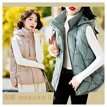 【初色】簡約純色百搭保暖羽絨馬甲背心女背心外套-5款任選-16588(M-3XL可選) L A.綠色