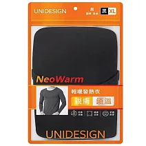 UNIDESIGN 輕暖發熱衣- XL 男圓領(黑)