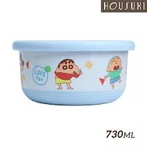 【HOUSUXI舒希】蠟筆小新－不鏽鋼雙層隔熱碗730ml-藍-A3