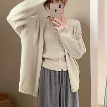 【MsMore】 氣質時尚針織開衫排扣背心上衣兩件式套裝# 126952 FREE 米白色