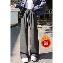 【MsMore】 加絨加厚羊羔北極絨抽繩高腰直筒糯米長褲# 126939 M 灰色