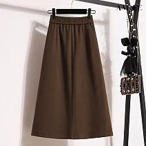 【AMIEE】洋氣顯瘦厚磅高腰A字裙(KDSQ-9479) M 咖啡色