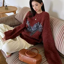 【MsMore】 可愛小馬刺繡長袖針織衫軟糯毛衣上衣# 127007 FREE 紅色