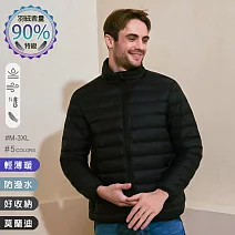 【KISSDIAMOND】特級輕暖真90%羽絨外套(保暖/防潑水/拉鍊口袋/男款/KDC-2106) M 黑