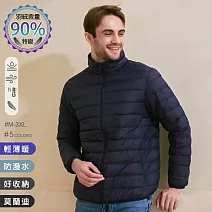 【KISSDIAMOND】特級輕暖真90%羽絨外套(保暖/防潑水/拉鍊口袋/男款/KDC-2106) L 藏青