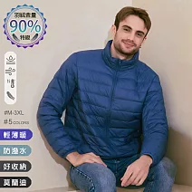 【KISSDIAMOND】特級輕暖真90%羽絨外套(保暖/防潑水/拉鍊口袋/男款/KDC-2106) M 霧霾藍