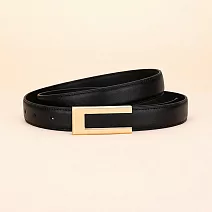 【HandStyle】皮帶 俐落百搭超質感金色金屬方扣女士皮帶(31095) _黑色x100cm