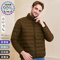【KISSDIAMOND】特級輕暖真90%羽絨外套(保暖/防潑水/拉鍊口袋/男款/KDC-2106) M 駝色